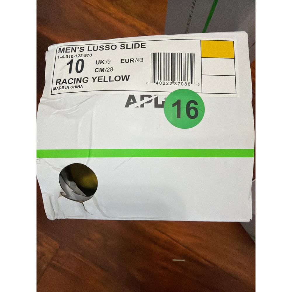 New men’s APL Lusso leather slides sandals racing yellow size 10 - Picture 7 of 7
